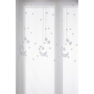 Voilage brodé étoiles - 140 x 240 cm - Blanc