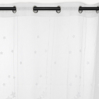 Voilage brodé étoiles - 140 x 240 cm - Blanc