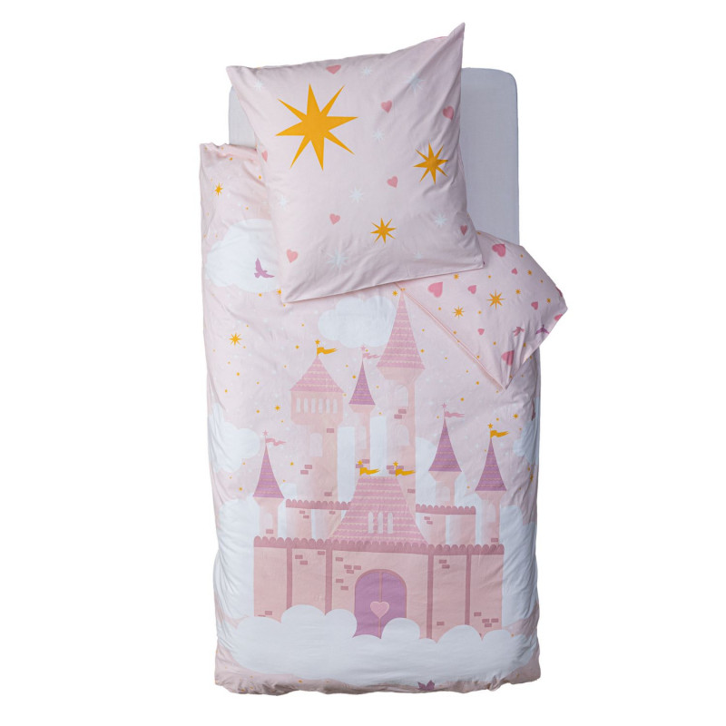 Parure de lit enfant réversible château - 100% coton - 140 x 200 cm Parure de lit enfant réversible château - 100% coton - 140 x 200 cm