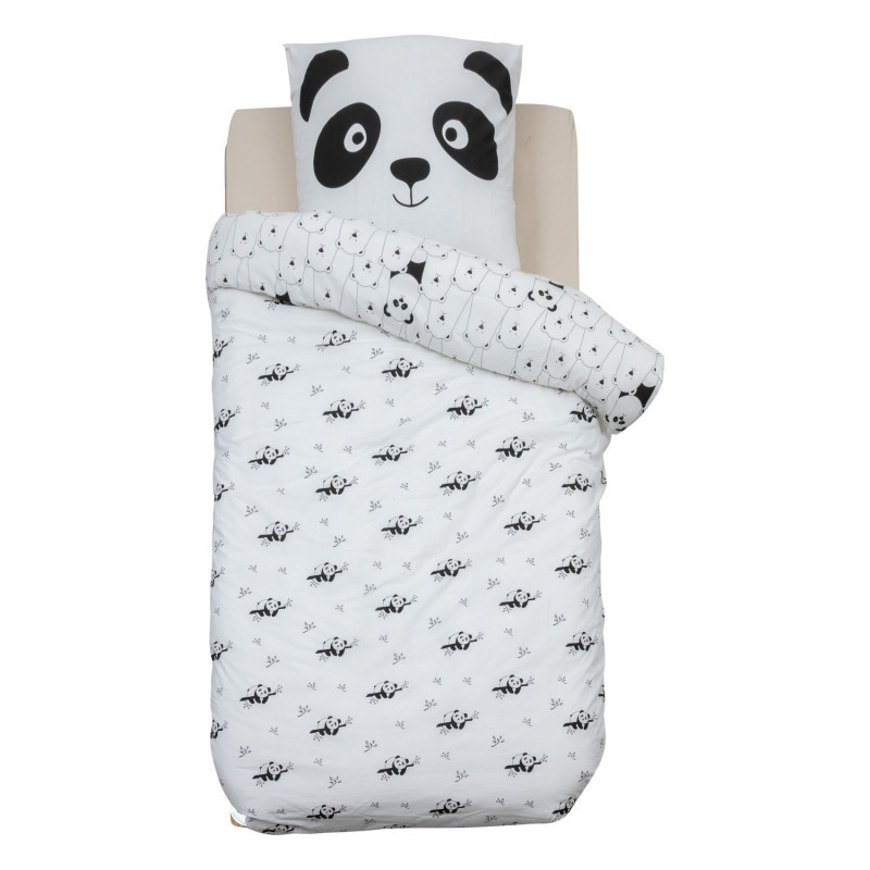 Parure de lit enfant réversible panda - 100% coton 57 fils/cm² - 140 x 200 cm Parure de lit enfant réversible panda - 100% coton 57 fils/cm² - 140 x 200 cm