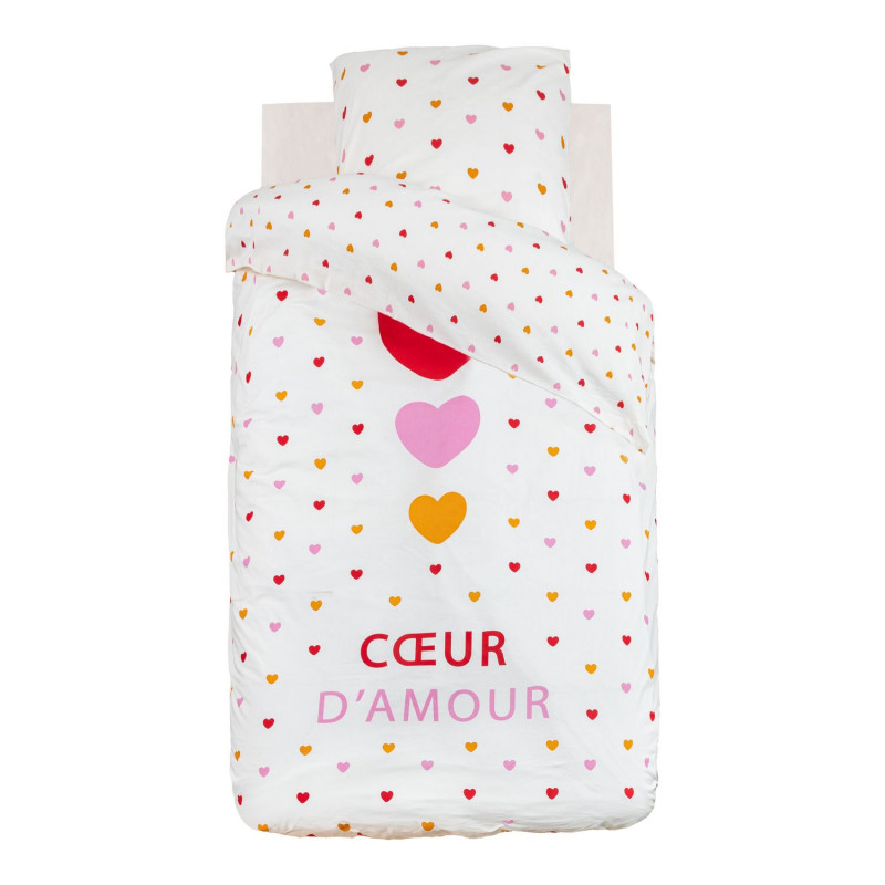 Parure de lit enfant cœur d'amour - 100% coton 57 fils/cm² - 140 x 200 cm Parure de lit enfant cœur d'amour - 100% coton 57 fils/cm² - 140 x 200 cm