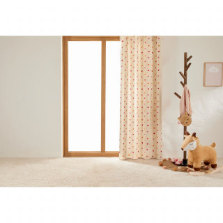 Rideau imprimé cœur en coton recyclé - 140 x 260 cm - Beige
