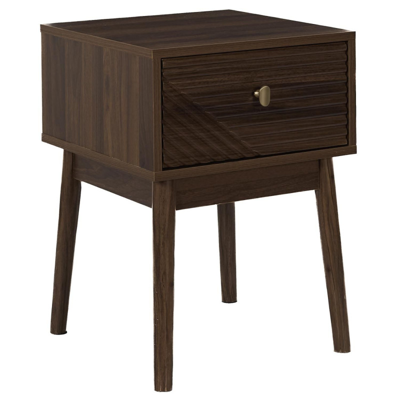 Table de chevet 1 tiroir effet noyer TIFFANY - Marron Table de chevet 1 tiroir effet noyer TIFFANY - Marron