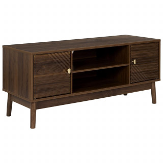 Meuble TV 2 portes et 2 niches effet noyer TIFFANY - Marron