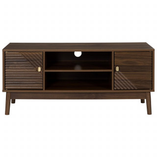 Meuble TV 2 portes et 2 niches effet noyer TIFFANY - Marron
