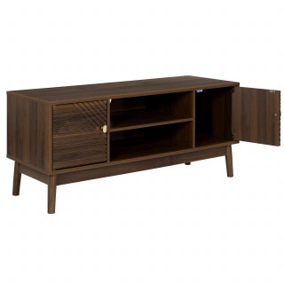 Meuble TV 2 portes et 2 niches effet noyer TIFFANY - Marron