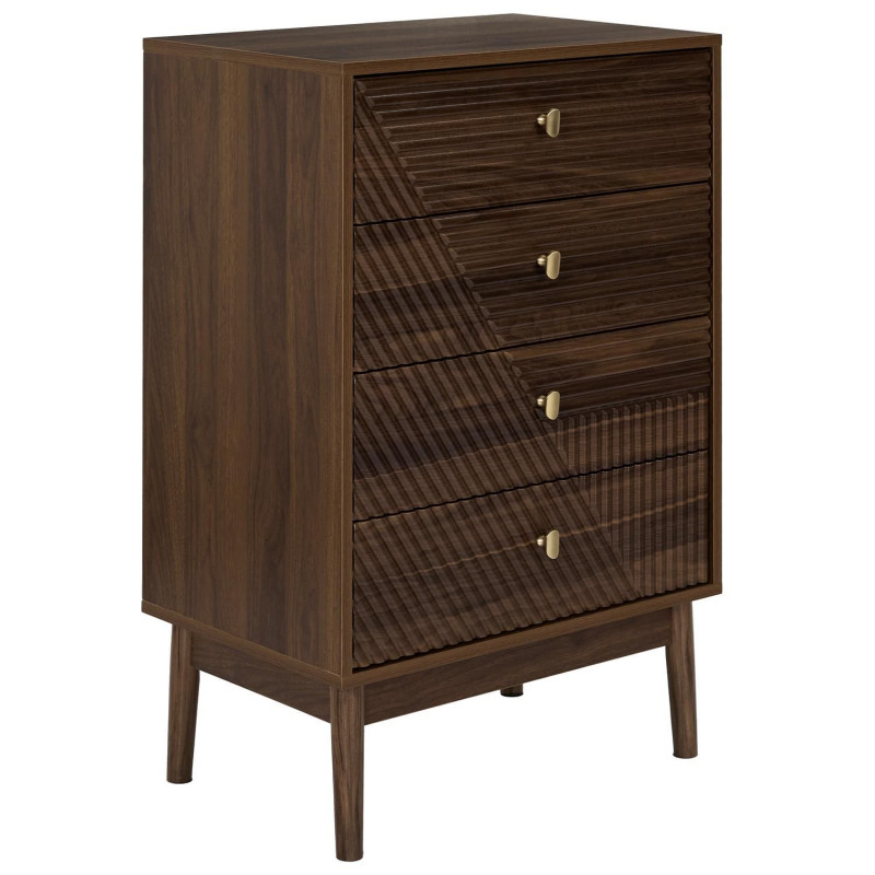 Commode 4 tiroirs effet noyer TIFFANY - Marron Commode 4 tiroirs effet noyer TIFFANY - Marron