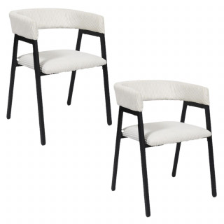Lot de 2 fauteuils design en tissu côtelé SCOTT - Beige