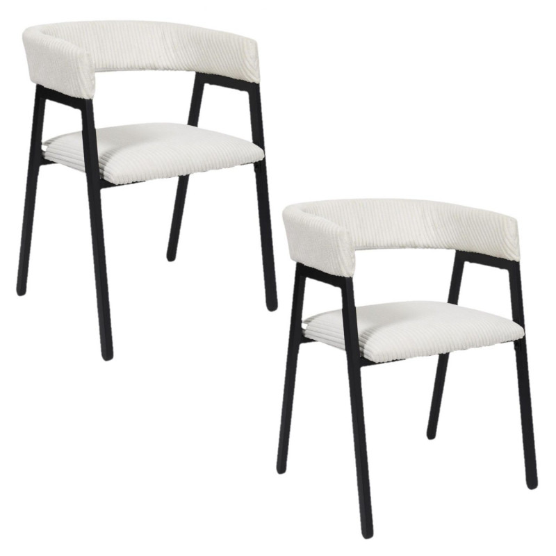 Lot de 2 fauteuils design en tissu côtelé SCOTT - Beige