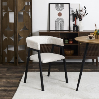 Lot de 2 fauteuils design en tissu côtelé SCOTT - Beige