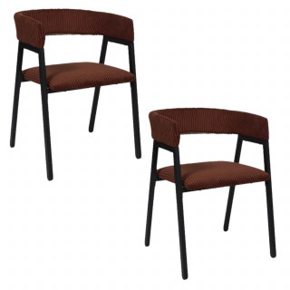 Lot de 2 fauteuils design en tissu côtelé SCOTT - Terracotta