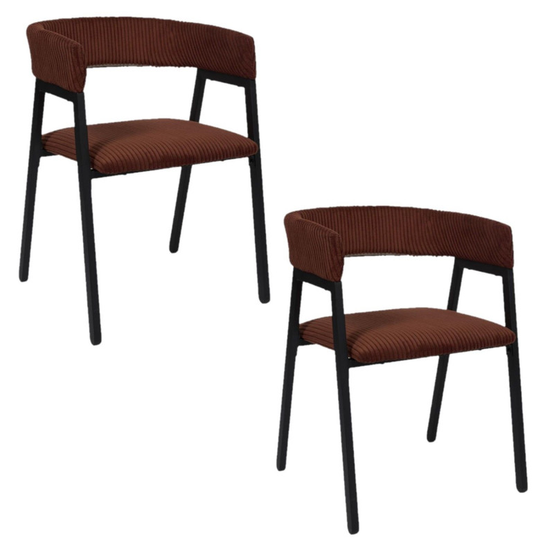 Lot de 2 fauteuils design en tissu côtelé SCOTT - Terracotta