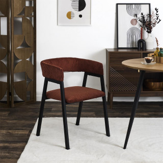 Lot de 2 fauteuils design en tissu côtelé SCOTT - Terracotta