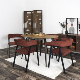 Lot de 2 fauteuils design en tissu côtelé SCOTT - Terracotta