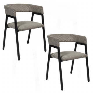 Lot de 2 fauteuils design en tissu côtelé SCOTT - Taupe
