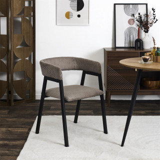 Lot de 2 fauteuils design en tissu côtelé SCOTT - Taupe