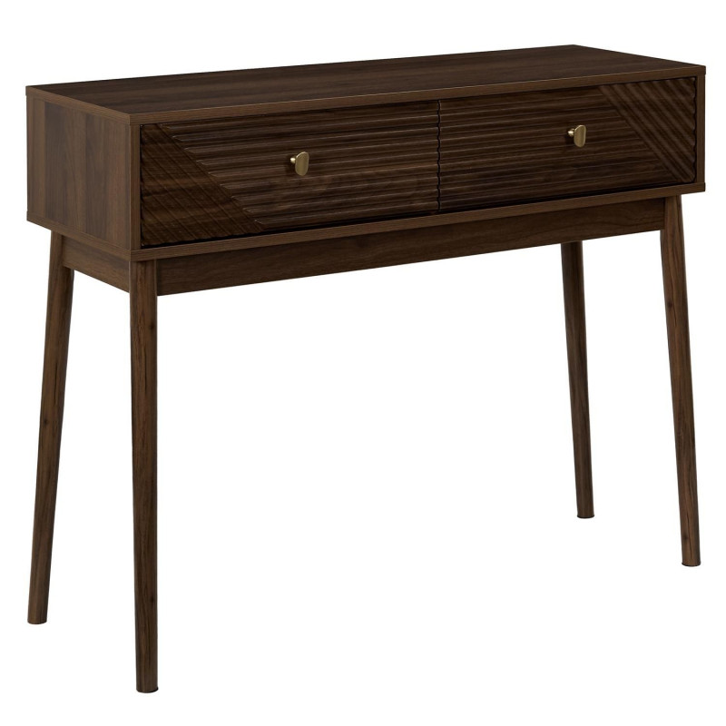 Console 2 tiroirs effet noyer TIFFANY - Marron Console 2 tiroirs effet noyer TIFFANY - Marron