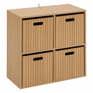 Étagère 4 cases mix en bois TASSO - Beige