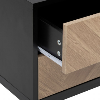 Table de chevet 2 tiroirs chevron en bois ÉLONE - Noir