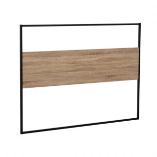 Tête de lit effet bois et métal ALIAJ - 165 cm - Beige et noir