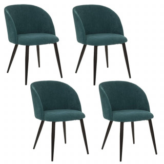 Lot de 4 chaises en velours côtelé CELESTE - Vert jade