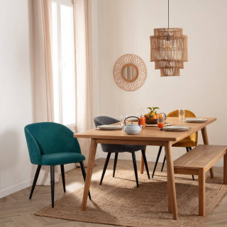 Lot de 4 chaises en velours côtelé CELESTE - Vert jade