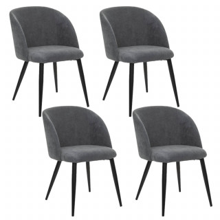 Lot de 4 chaises en velours côtelé CELESTE - Gris foncé