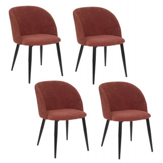 Lot de 4 chaises en velours côtelé CELESTE - Terracotta