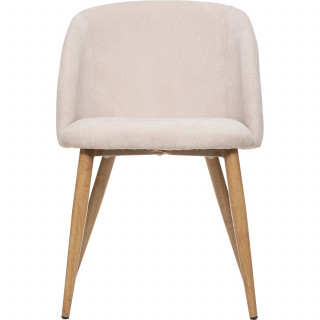Lot de 4 chaises en velours côtelé et pieds effet hêtre CELESTE - Beige