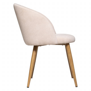Lot de 4 chaises en velours côtelé et pieds effet hêtre CELESTE - Beige