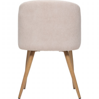 Lot de 4 chaises en velours côtelé et pieds effet hêtre CELESTE - Beige