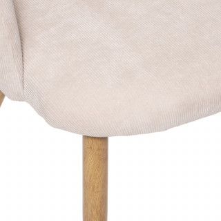 Lot de 4 chaises en velours côtelé et pieds effet hêtre CELESTE - Beige