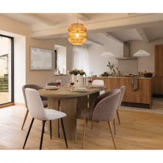 Lot de 4 chaises en velours côtelé et pieds effet hêtre CELESTE - Taupe