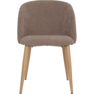 Lot de 4 chaises en velours côtelé et pieds effet hêtre CELESTE - Taupe