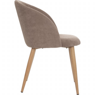 Lot de 4 chaises en velours côtelé et pieds effet hêtre CELESTE - Taupe