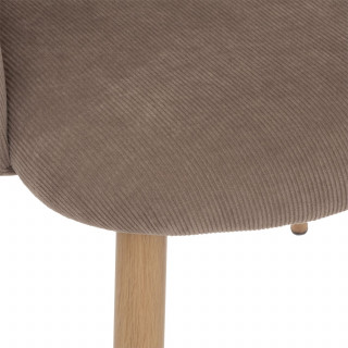 Lot de 4 chaises en velours côtelé et pieds effet hêtre CELESTE - Taupe