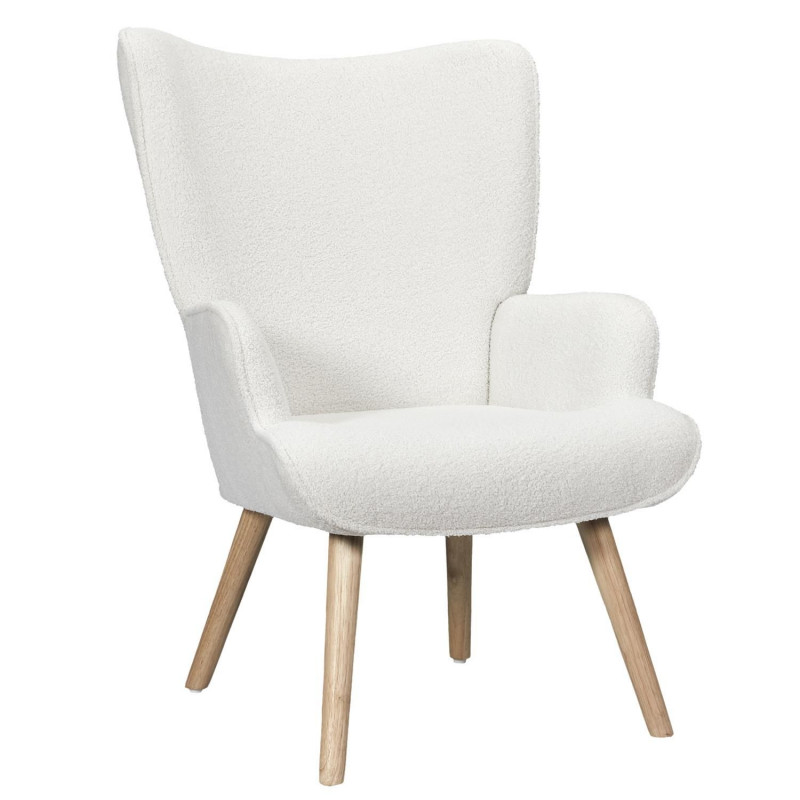 Fauteuil de salon en bouclette RHEA - Blanc Fauteuil de salon en bouclette RHEA - Blanc