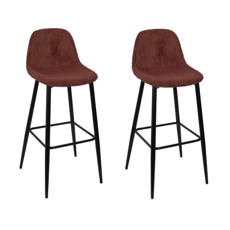 Lot de 2 chaises de bar côtelées SCOTT - Terracotta Lot de 2 chaises de bar côtelées SCOTT - Terracotta