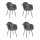 Lot de 4 fauteuils GUSTAV - Gris foncé