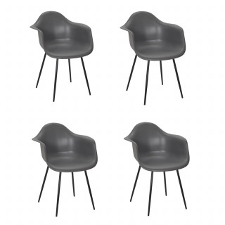 Lot de 4 fauteuils GUSTAV - Gris foncé
