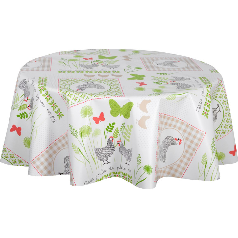 Nappe en toile cirée ronde motifs papillons JOSS - Diam. 135 cm