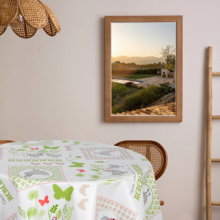 Nappe en toile cirée ronde motifs papillons JOSS - Diam. 135 cm