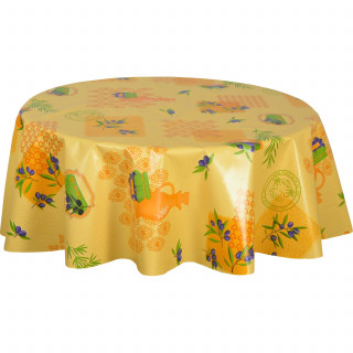 Nappe en toile cirée ronde motif provençal LURS - Diam. 135 cm