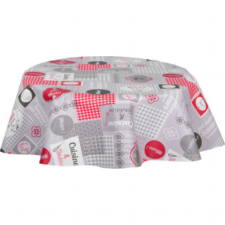 Nappe en toile cirée ronde motif cuisine MIAM - Diam. 150 cm