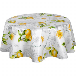 Nappe en toile cirée ronde motifs citron CITE - Diam. 150 cm