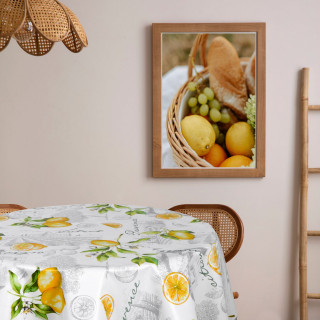 Nappe en toile cirée ronde motifs citron CITE - Diam. 150 cm
