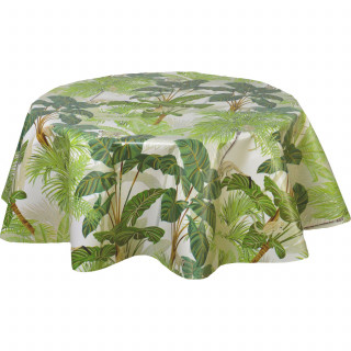 Nappe en toile cirée ronde motif tropical MONKEY - Diam. 150 cm