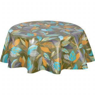 Nappe en toile cirée ronde motif feuillage TAIA - Diam. 150 cm