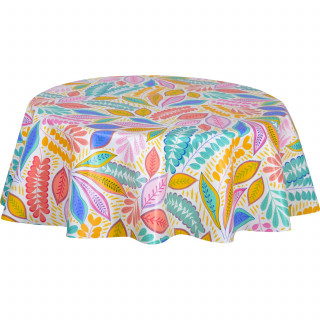 Nappe en toile cirée ronde motif feuillage AFOL - Diam. 150 cm
