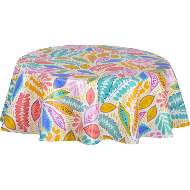 Nappe en toile cirée ronde motif feuillage AFOL - Diam. 150 cm